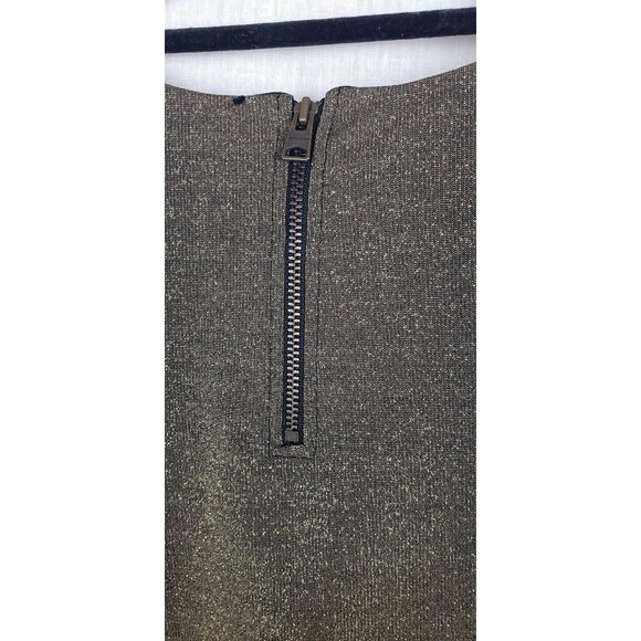 AllSaints Bodysuit Womens 6 Gold Metallic High Neck Racerback Zip Back Shimmer - Picture 4 of 9